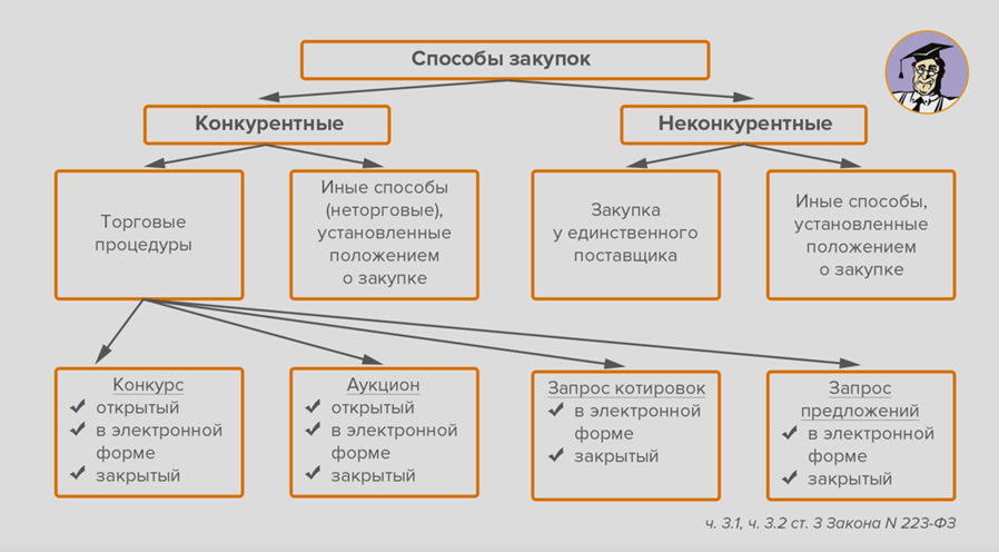 Способы закупок. Конкурентные и неконкурентные закупки по 223 ФЗ. Способы закупок 223 ФЗ. Способы осуществления конкурентной закупки по 223 ФЗ. Способы закупки по 223-ФЗ таблица.